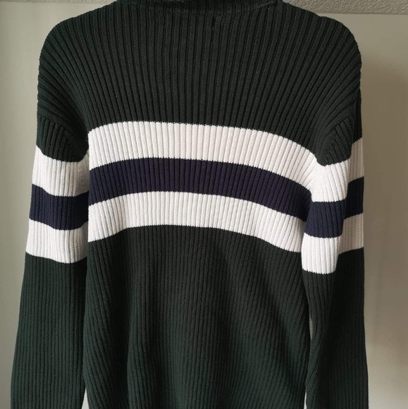 Tommy Hilfiger Turtleneck sweater Dark green with blue/white stripes - Picture 3 of 3